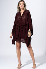 Rouge Burnout Belted Kimono