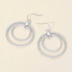 Beaded Double Circle Drop Earrings | Lightweight Layered Earrings
