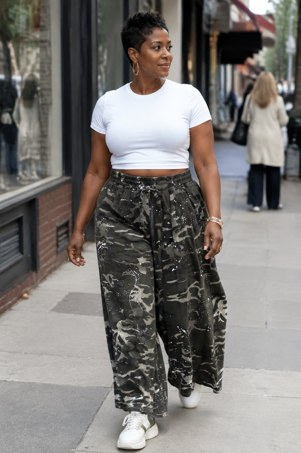 Camo Paint Splatter Wide Leg Jeans