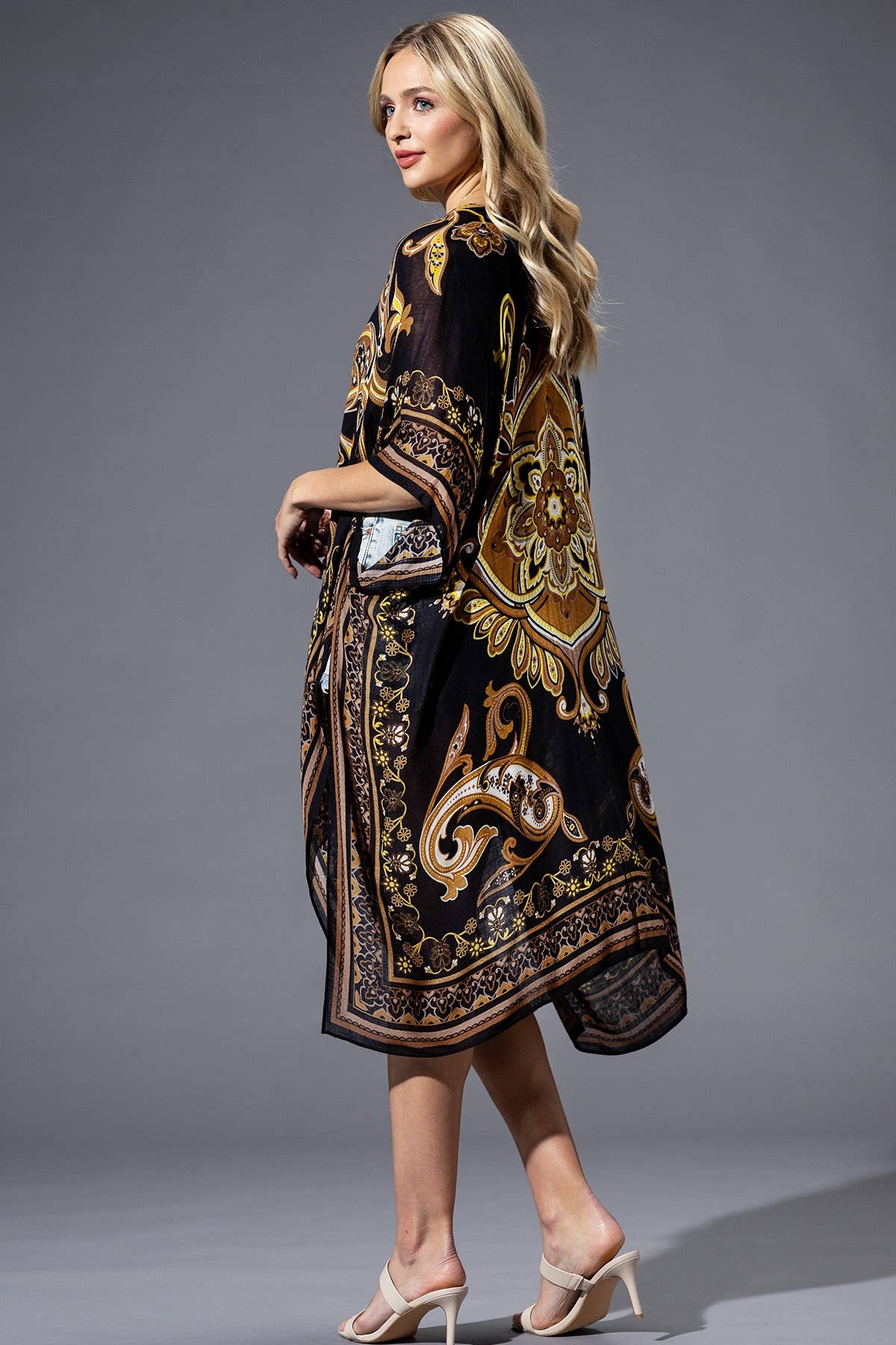 Brown Yellow Multi Kimono