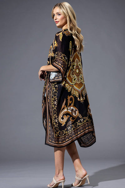 Brown Yellow Multi Kimono