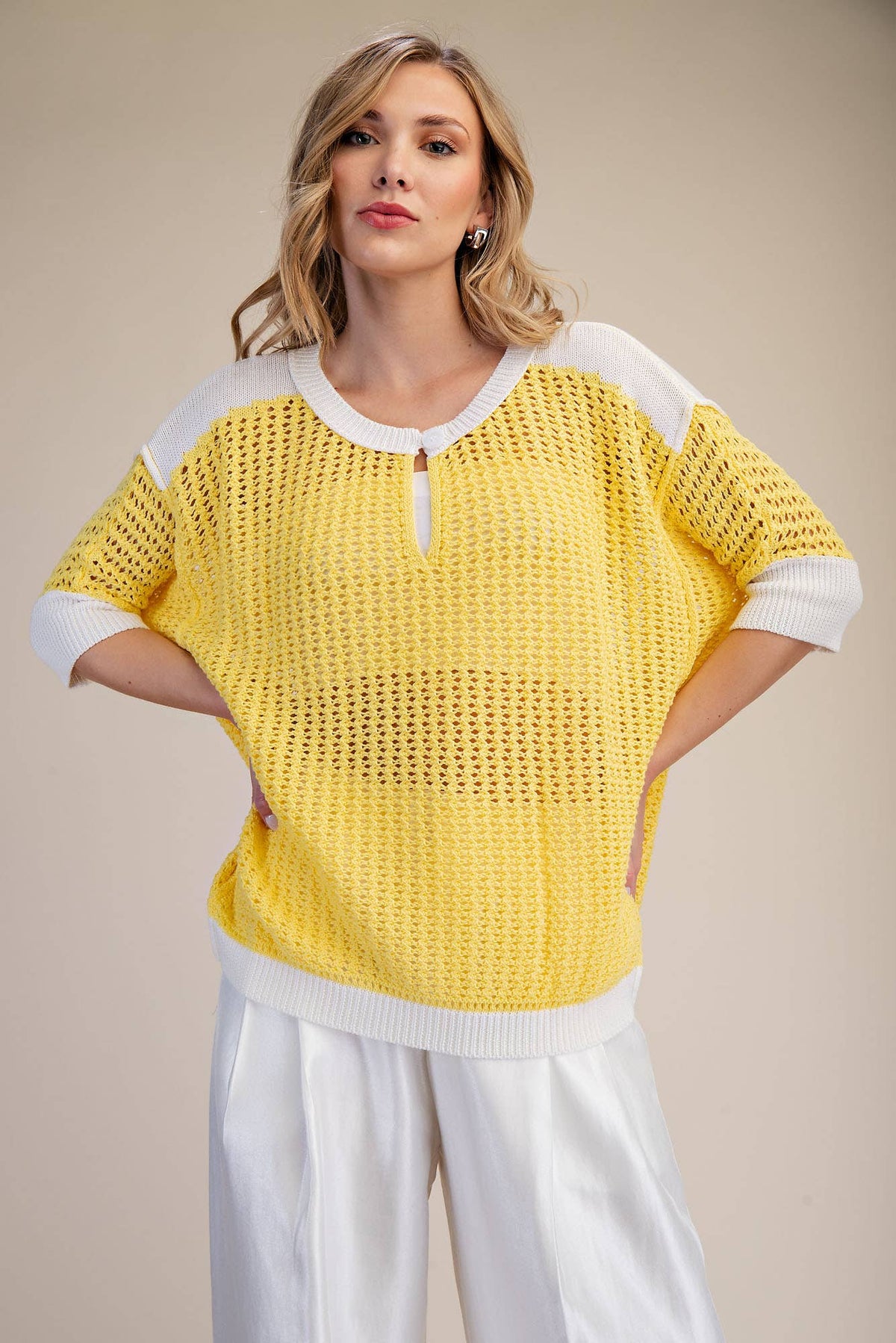 Crochet Knit Keyhole Sweater