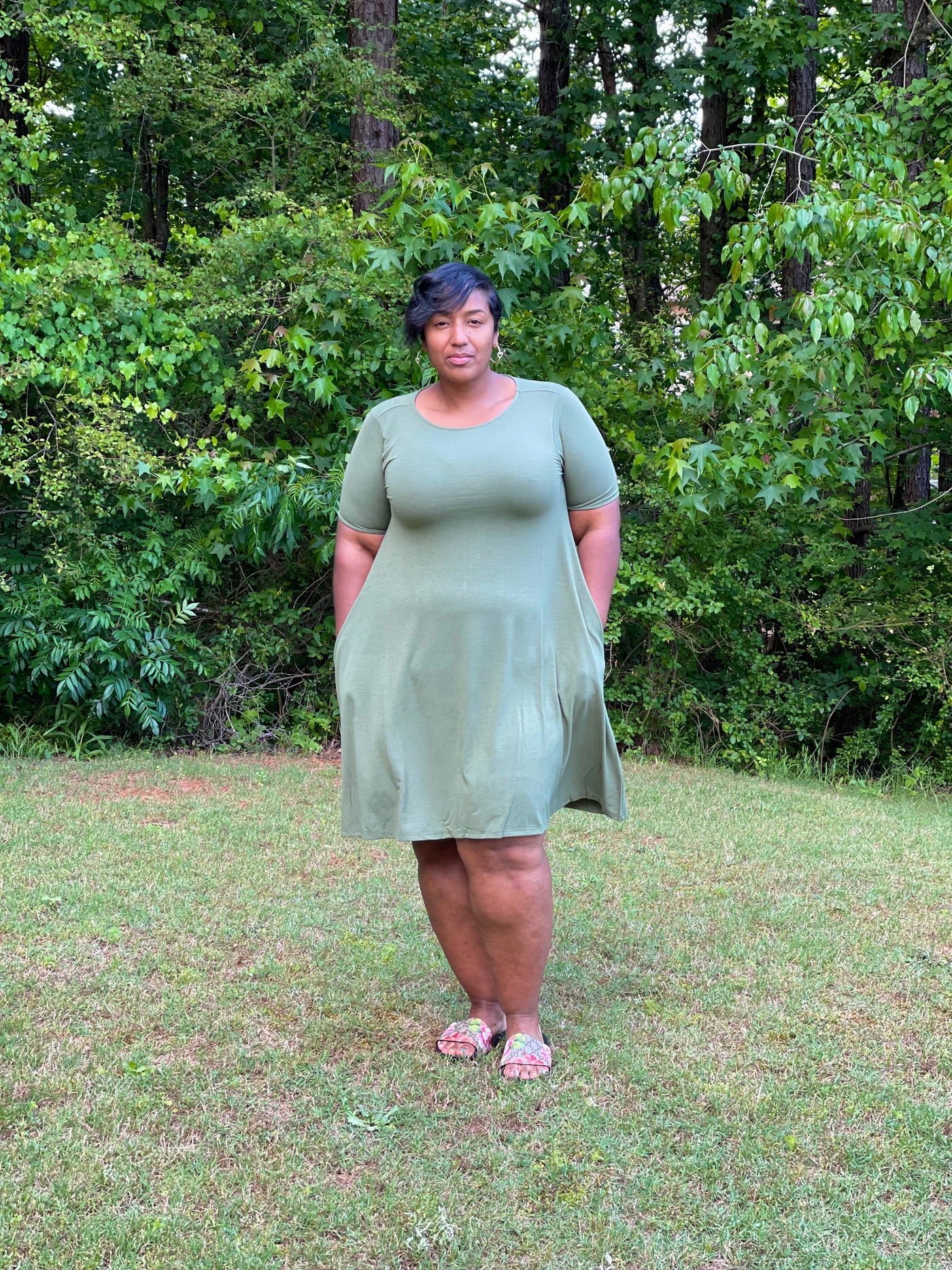 A Touch Of Flare Dress Ash Olive