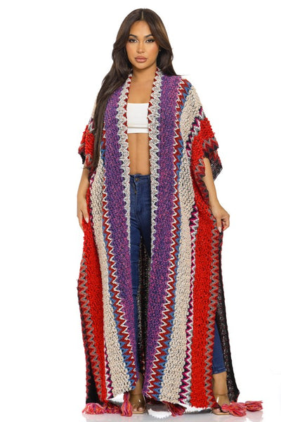 Cheveron Boho Knit Kimono