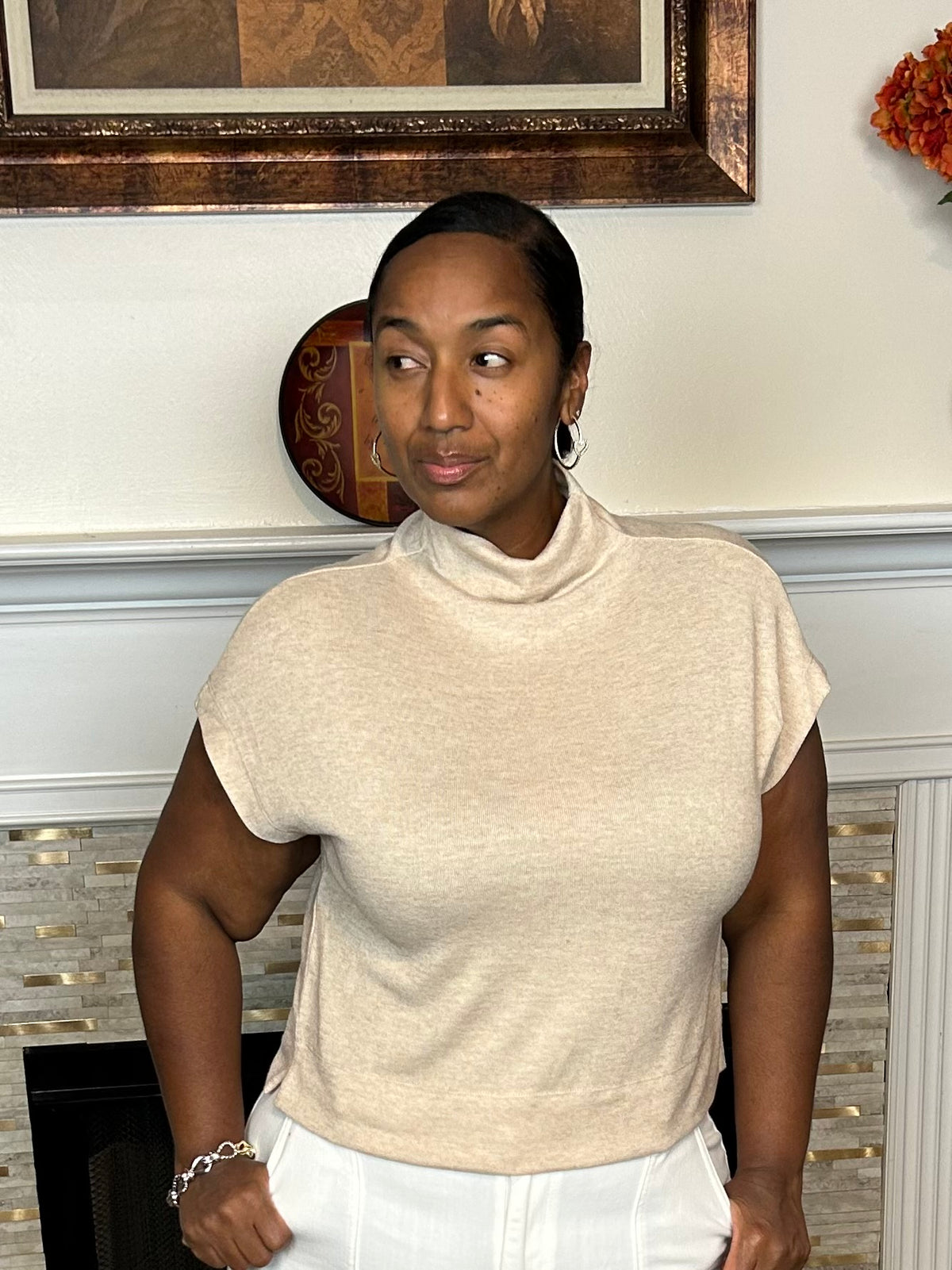 Solid Knit Mock Neck Pullover