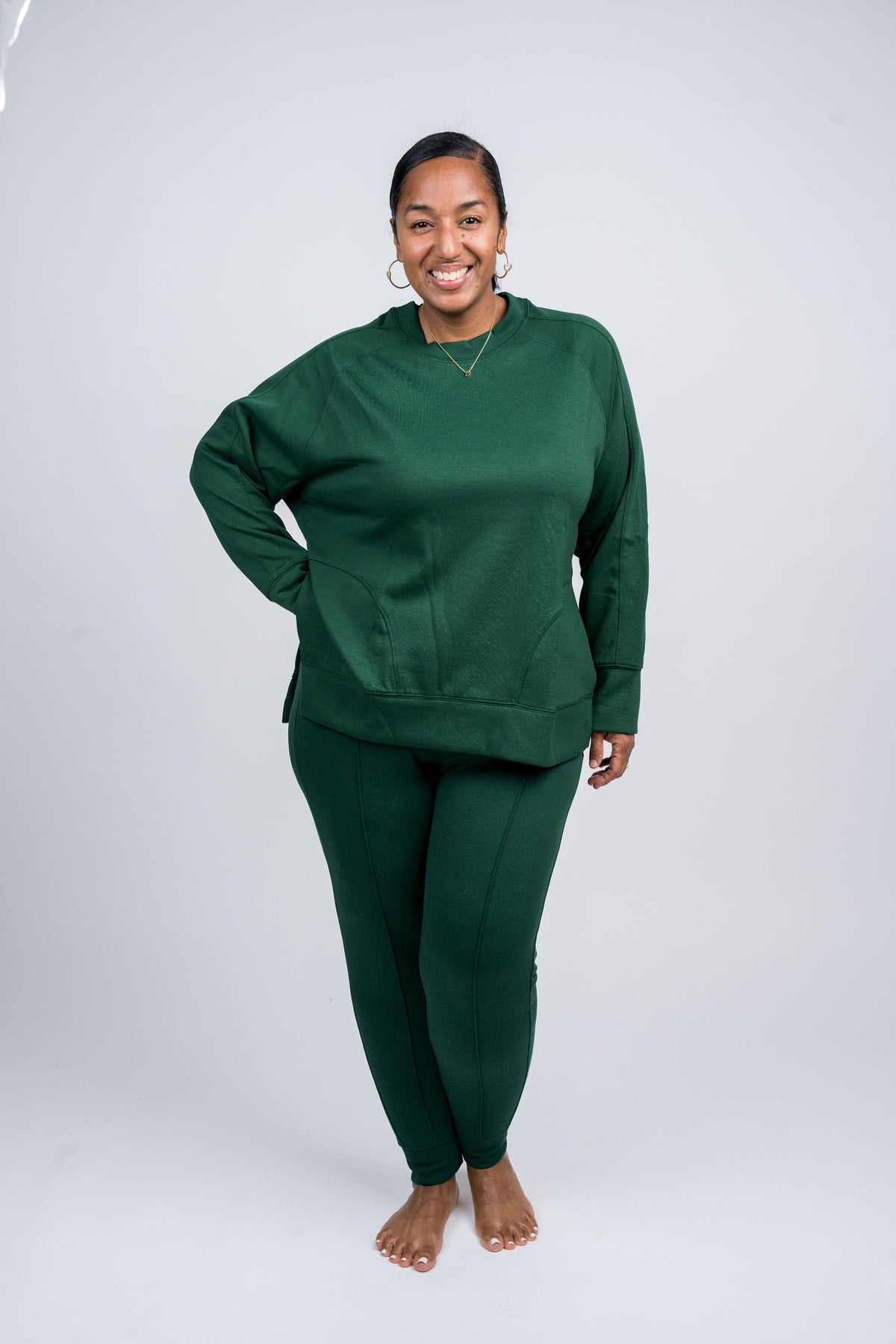 Scuba Pullover Side Slit Jogger Set