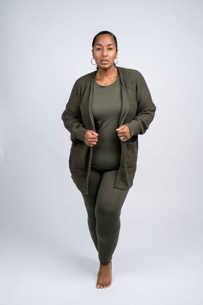Waffle Cardigan Set