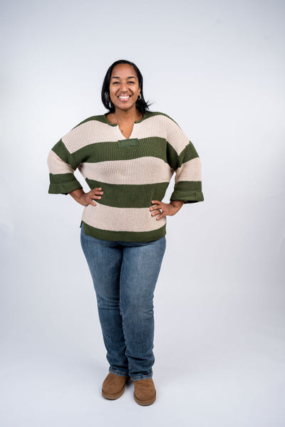 Striped V-Neck Sweater