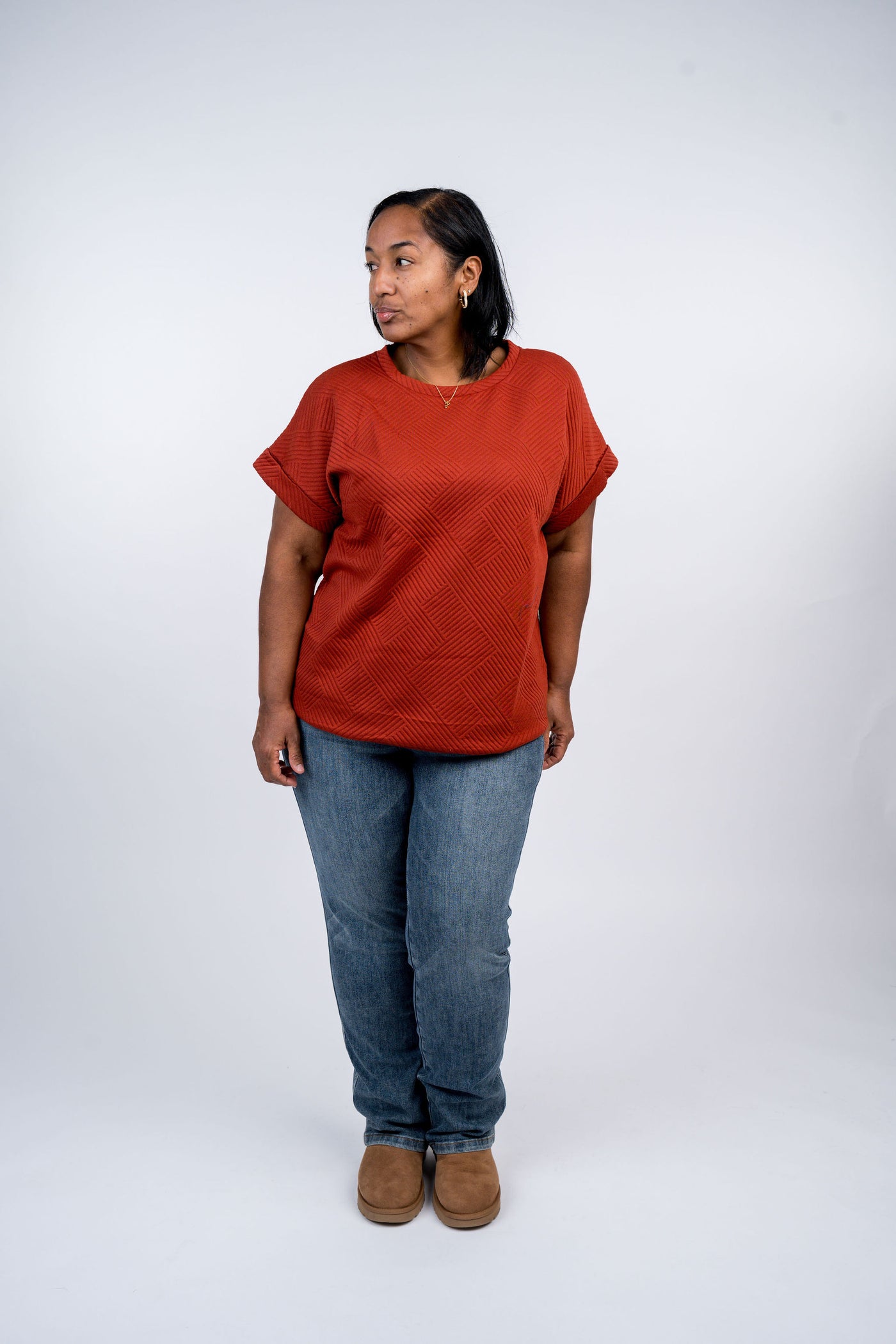 Drop Shoulder Textured Top