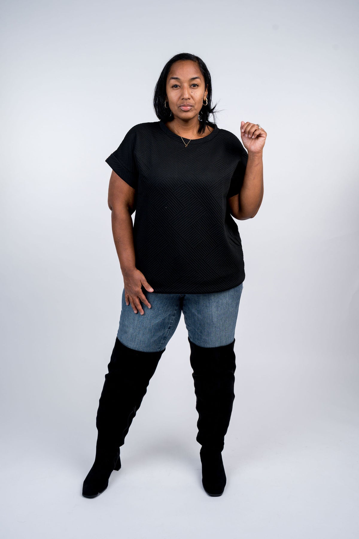 Drop Shoulder Textured Top