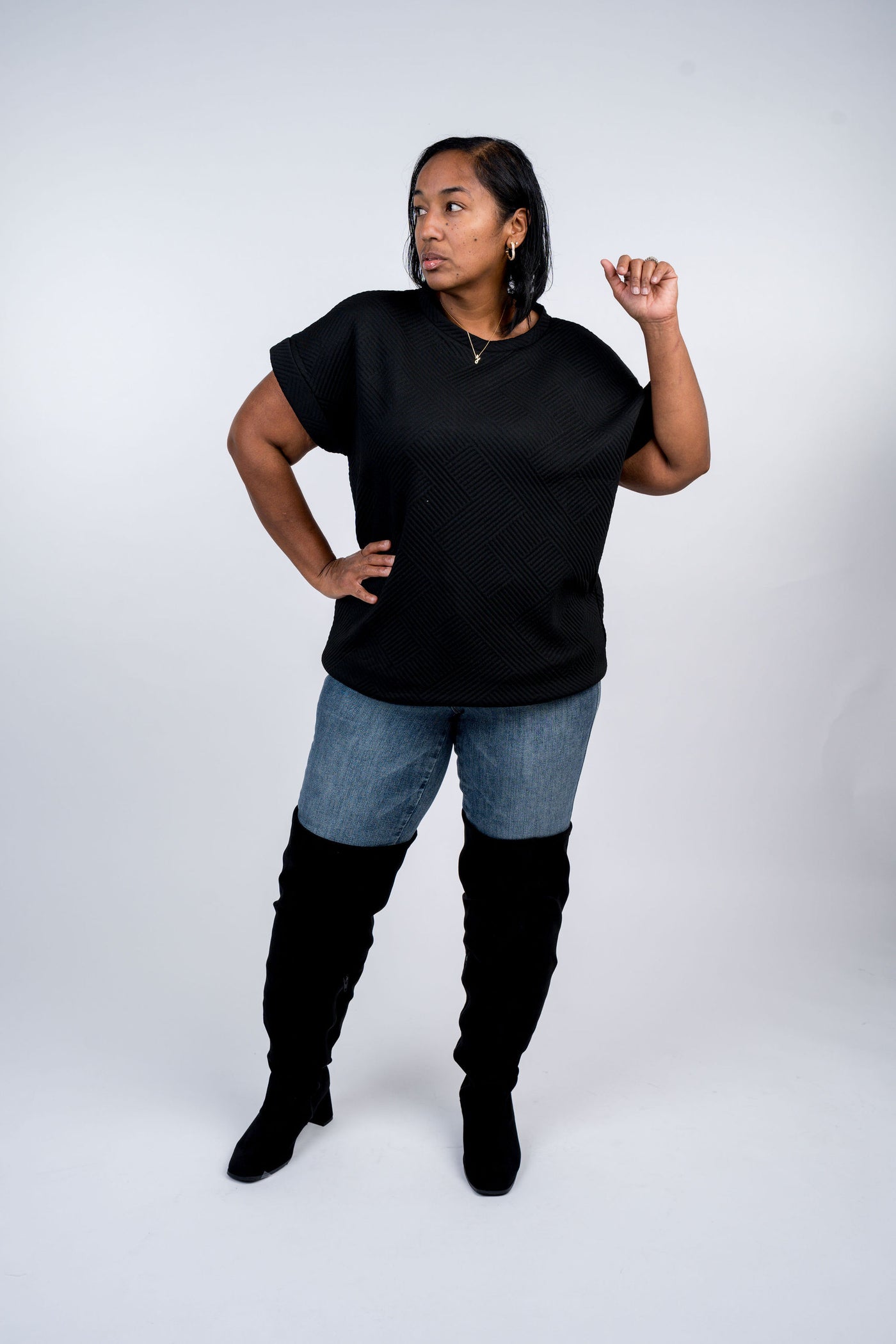 Drop Shoulder Textured Top