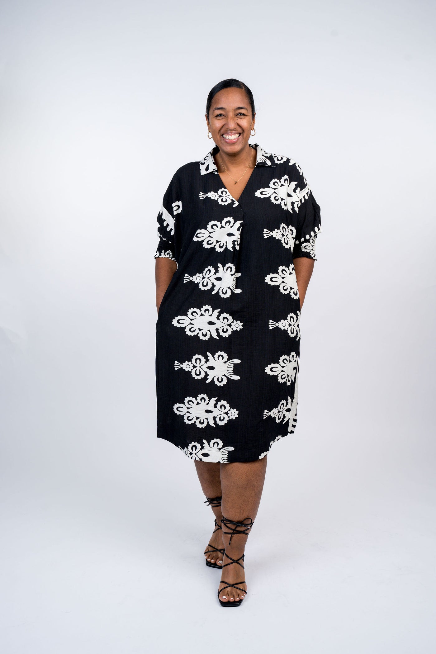 Abstract Print Midi Dress