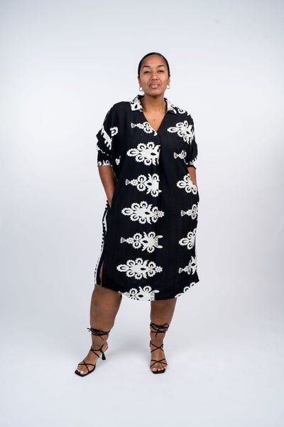 Abstract Print Midi Dress