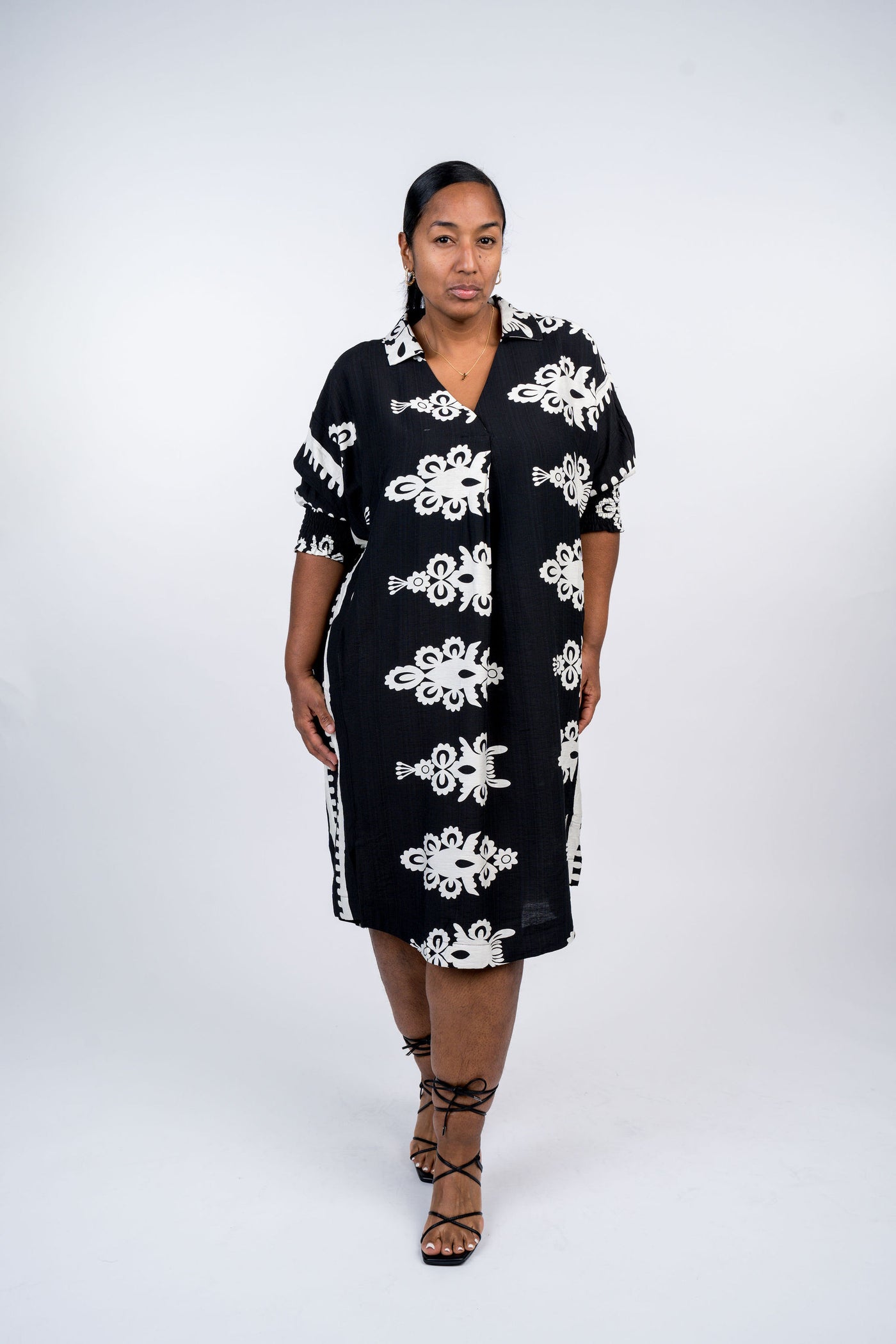 Abstract Print Midi Dress