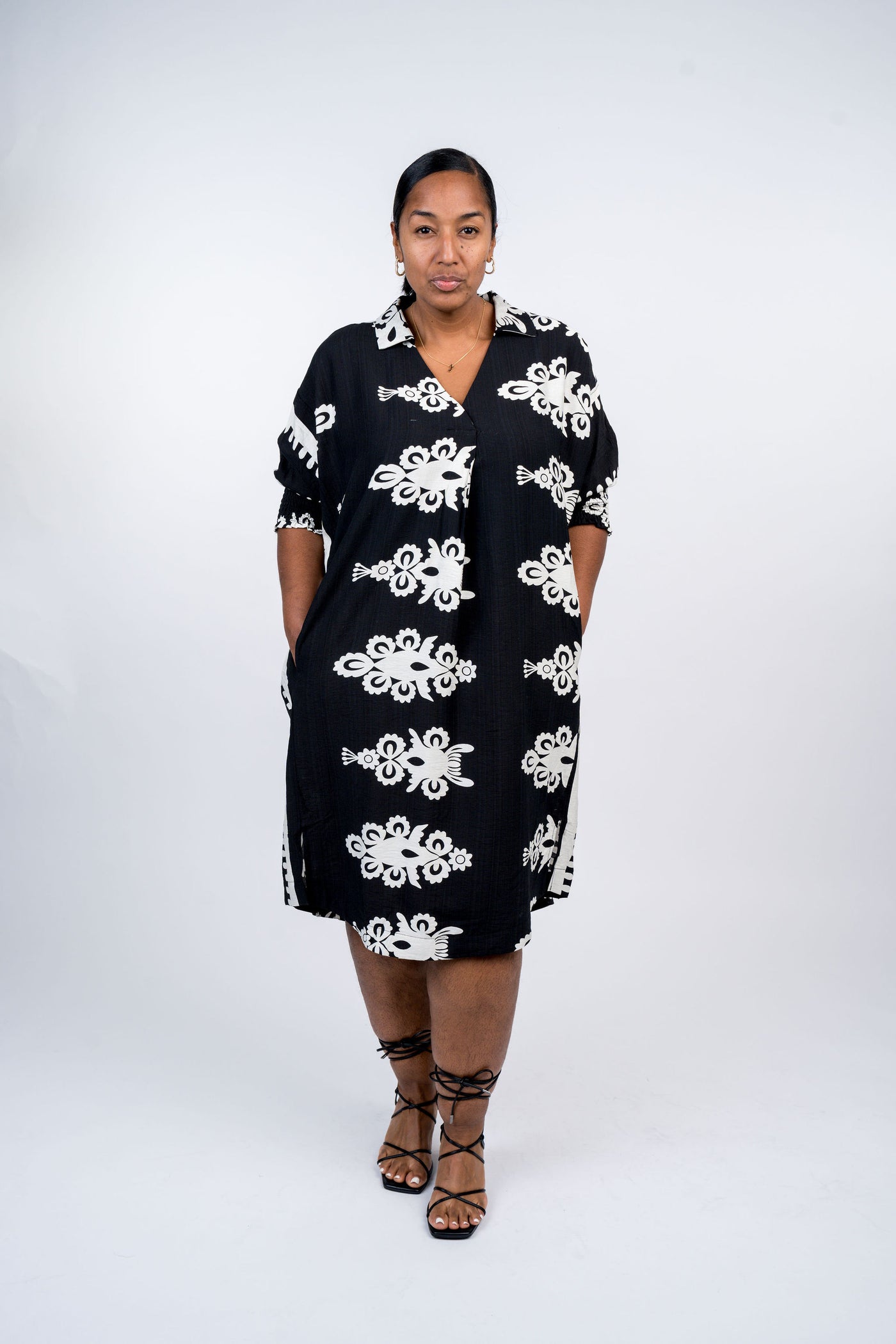 Abstract Print Midi Dress