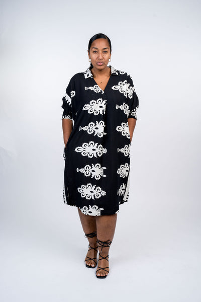 Abstract Print Midi Dress