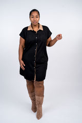 Twill Suede Shirt Dress