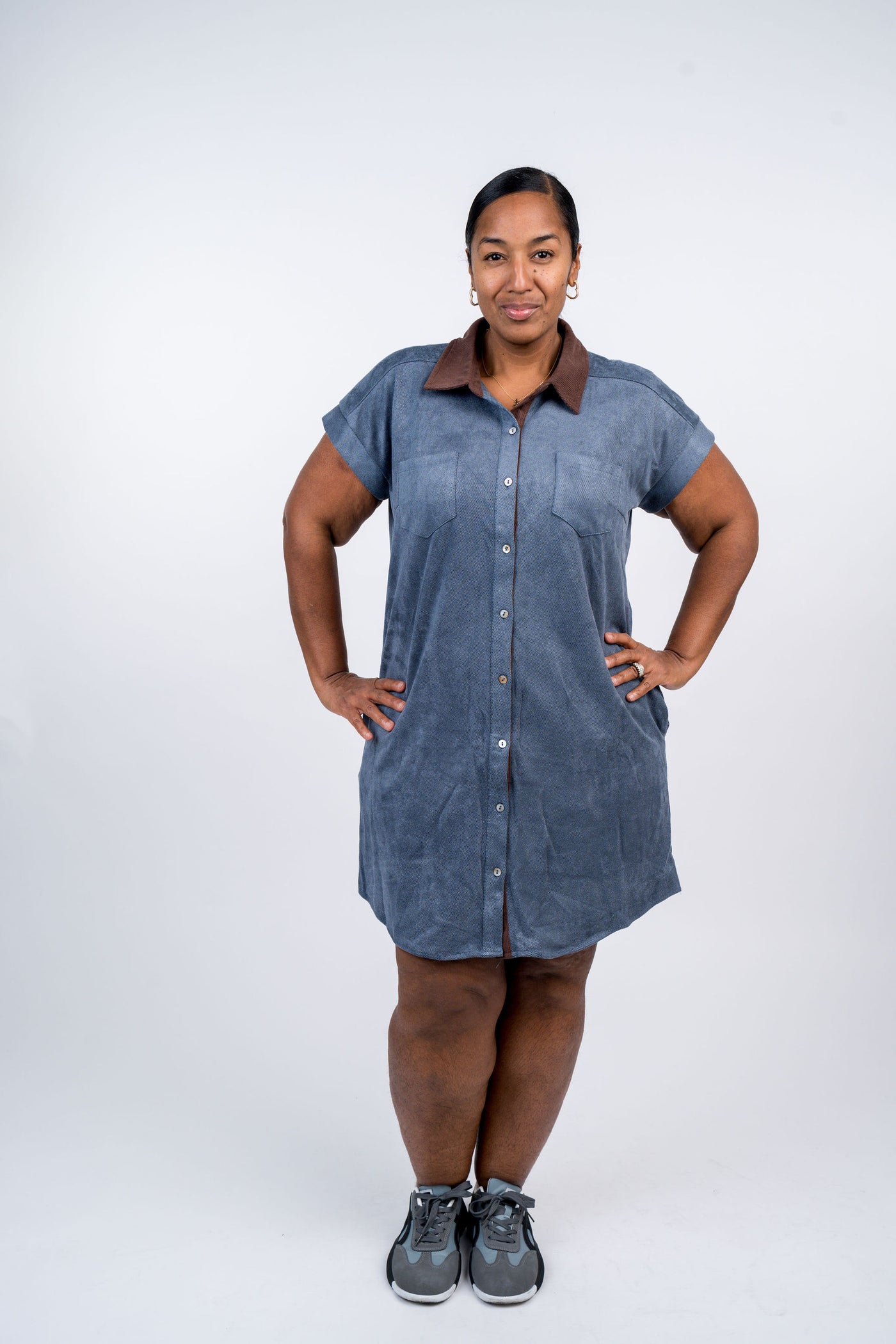 Twill Suede Shirt Dress
