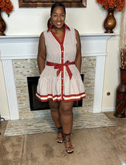 Striped Belted Shirt Dress
