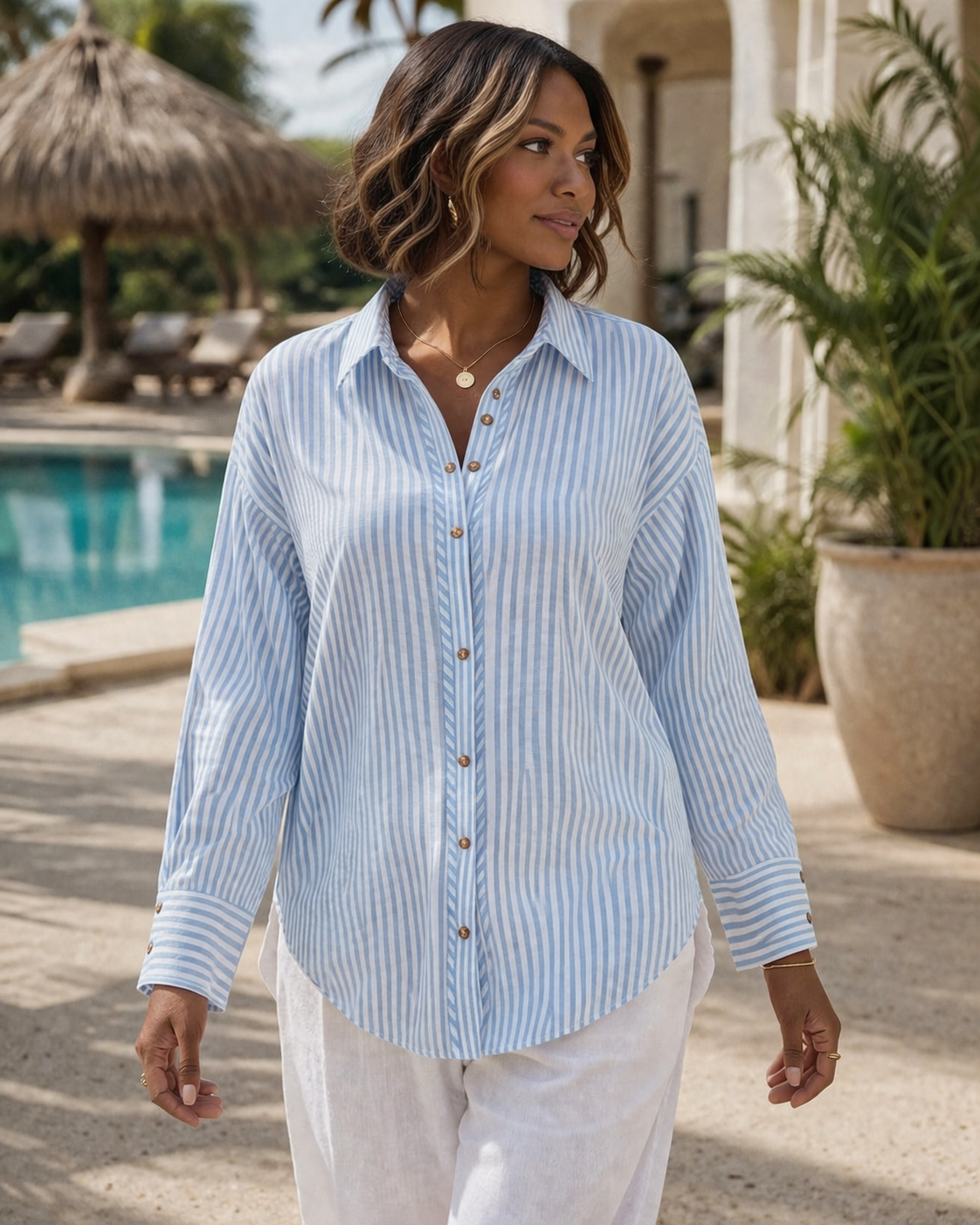 Classic Striped Button-Down Top