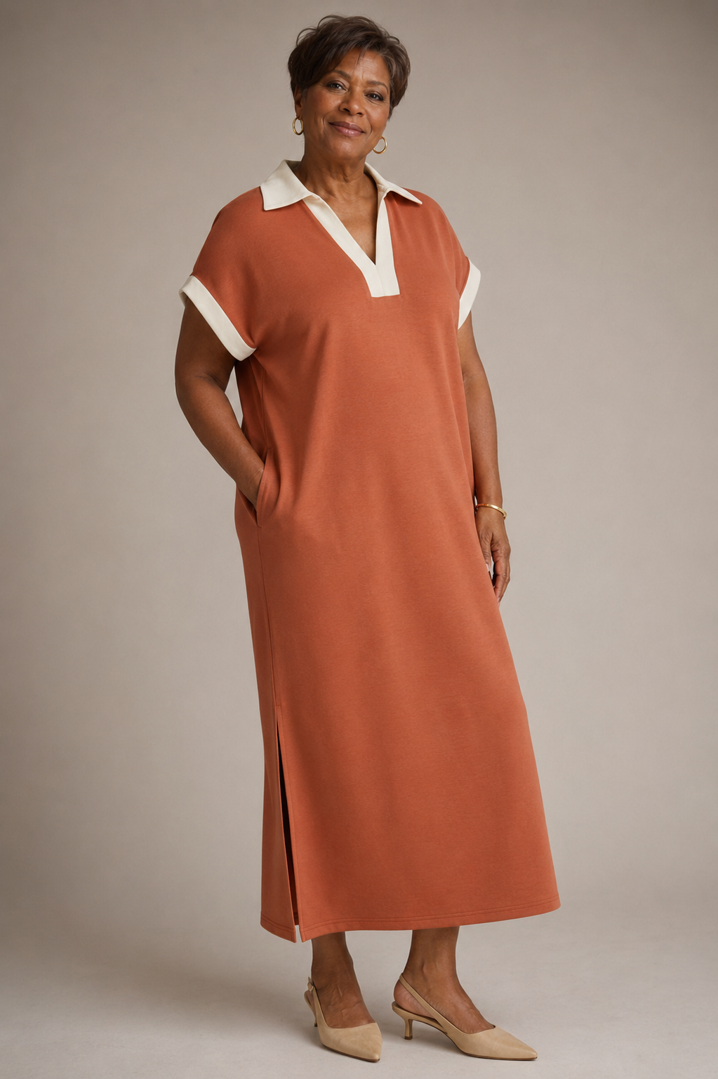 Weekend Polo Contrast Trim Midi Dress