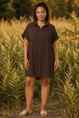 City Stroll Button-Up Shirt Dress