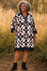 Gallery Print Collared Mini Dress