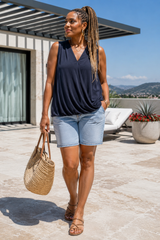 Wrinkle-Free Surplice Top | Sleeveless Dressy Women's Top