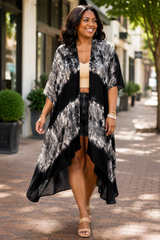 Navy Tie-Dye Border Kimono (SKU C1A222)