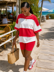 Color Block Short Set