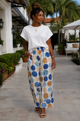 Dot Print Wide Leg Pants
