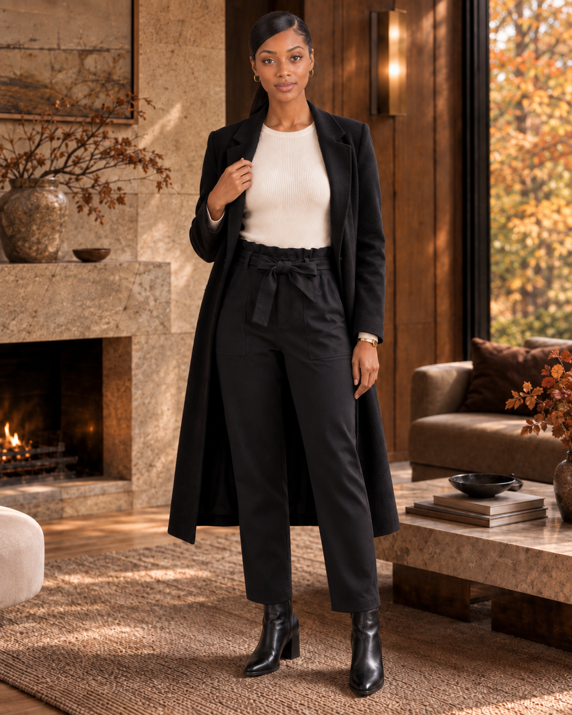 City Chic Paperbag Waist Twill Pants