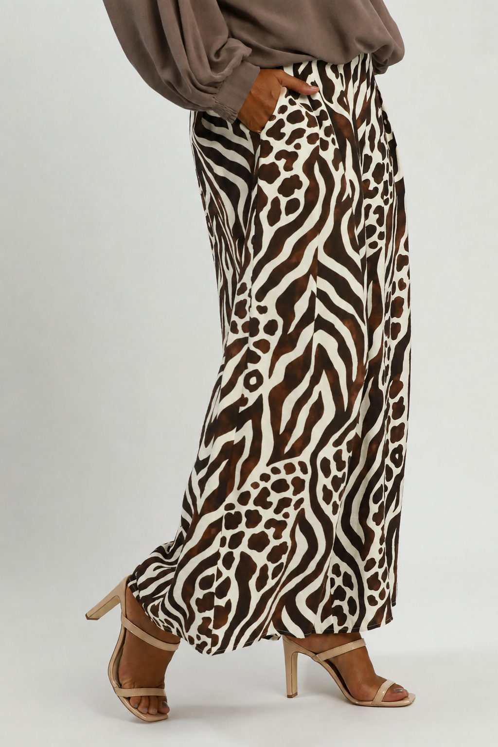Wild Side Mixed Animal Print Wide Leg Pants