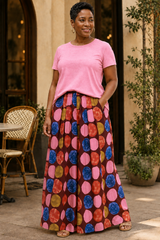 Dot Print Wide Leg Pants