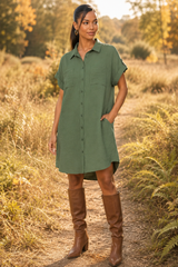 City Stroll Button-Up Shirt Dress