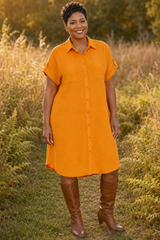 City Stroll Button-Up Shirt Dress