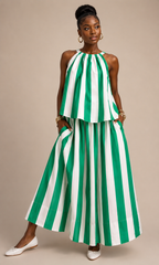 Stripe Flare Maxi Skirt Set