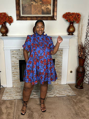 Floral Pintuck Ruffle Mini Dress