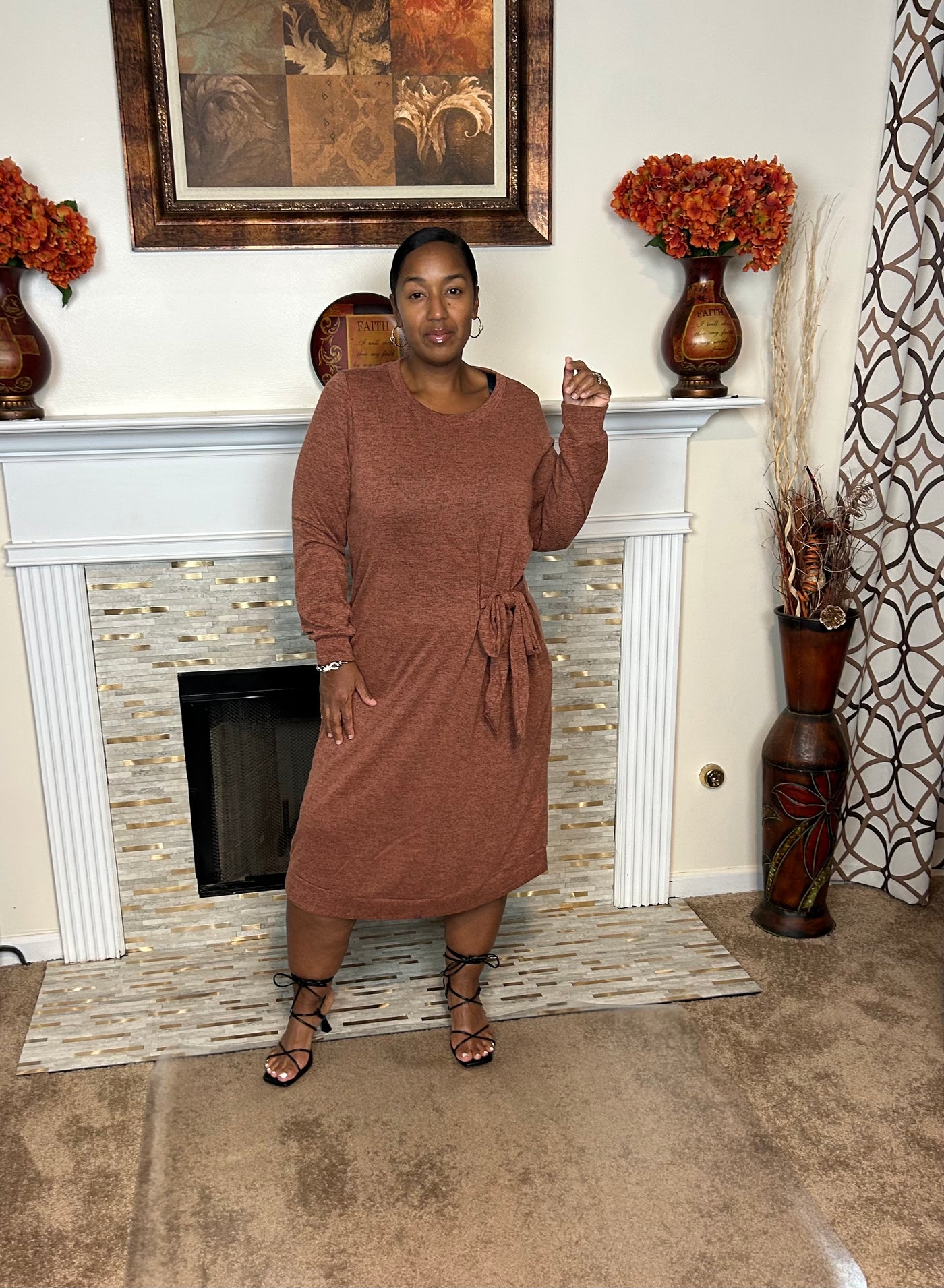 Hacci Knit Side Tie Tunic Dress