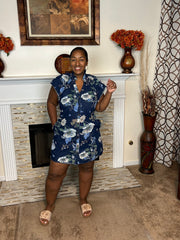 Floral Denim Flutter Mini Dress