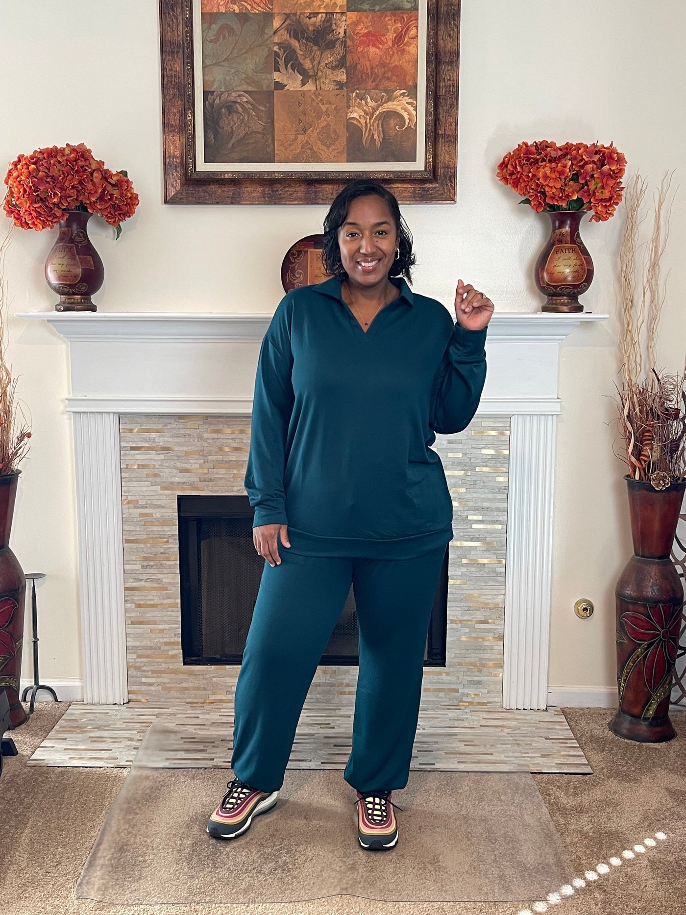 French Terry Collared Top and Jogger Set