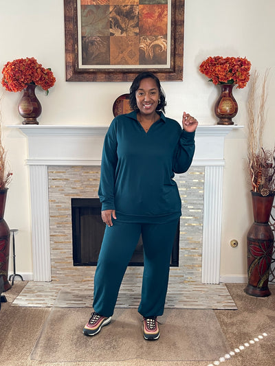French Terry Collared Top and Jogger Set
