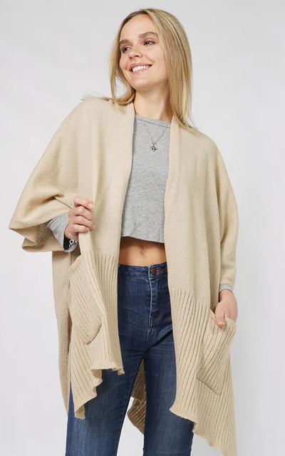 Knit Kimono Cape With Pocket