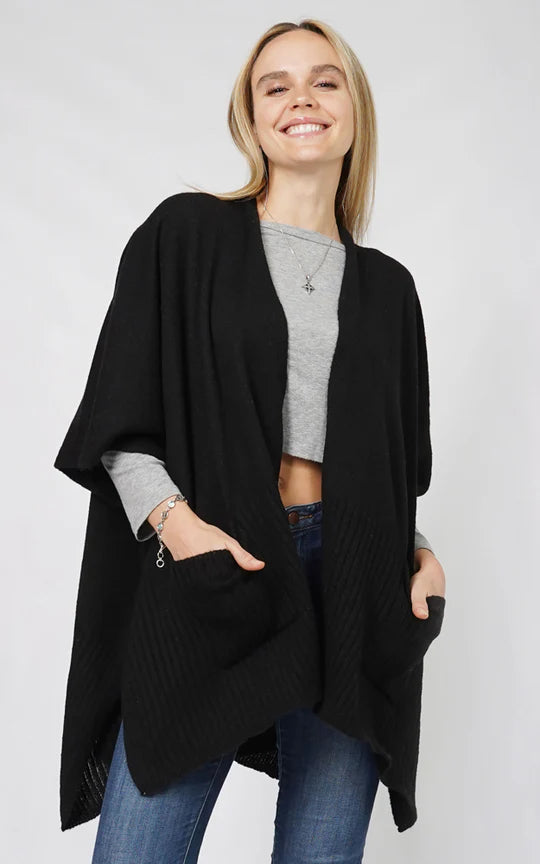 Knit Kimono Cape With Pocket