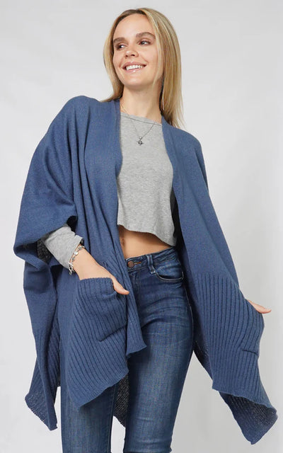 Knit Kimono Cape With Pocket