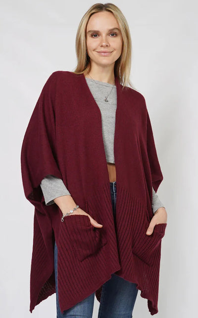 Knit Kimono Cape With Pocket