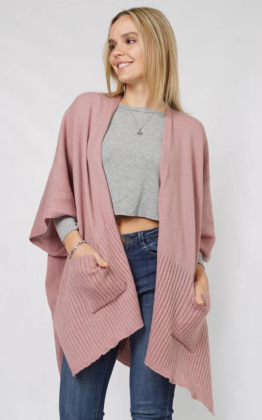 Knit Kimono Cape With Pocket