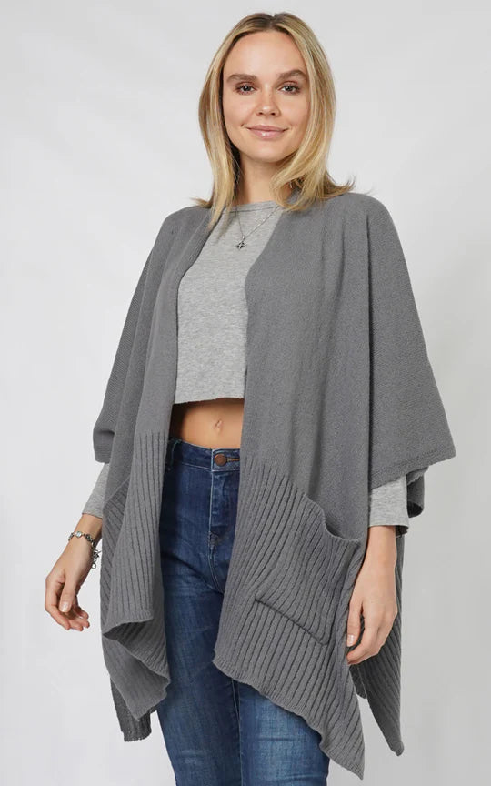 Knit Kimono Cape With Pocket