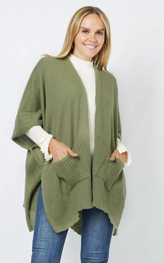 Knit Kimono Cape With Pocket