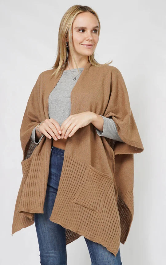 Knit Kimono Cape With Pocket